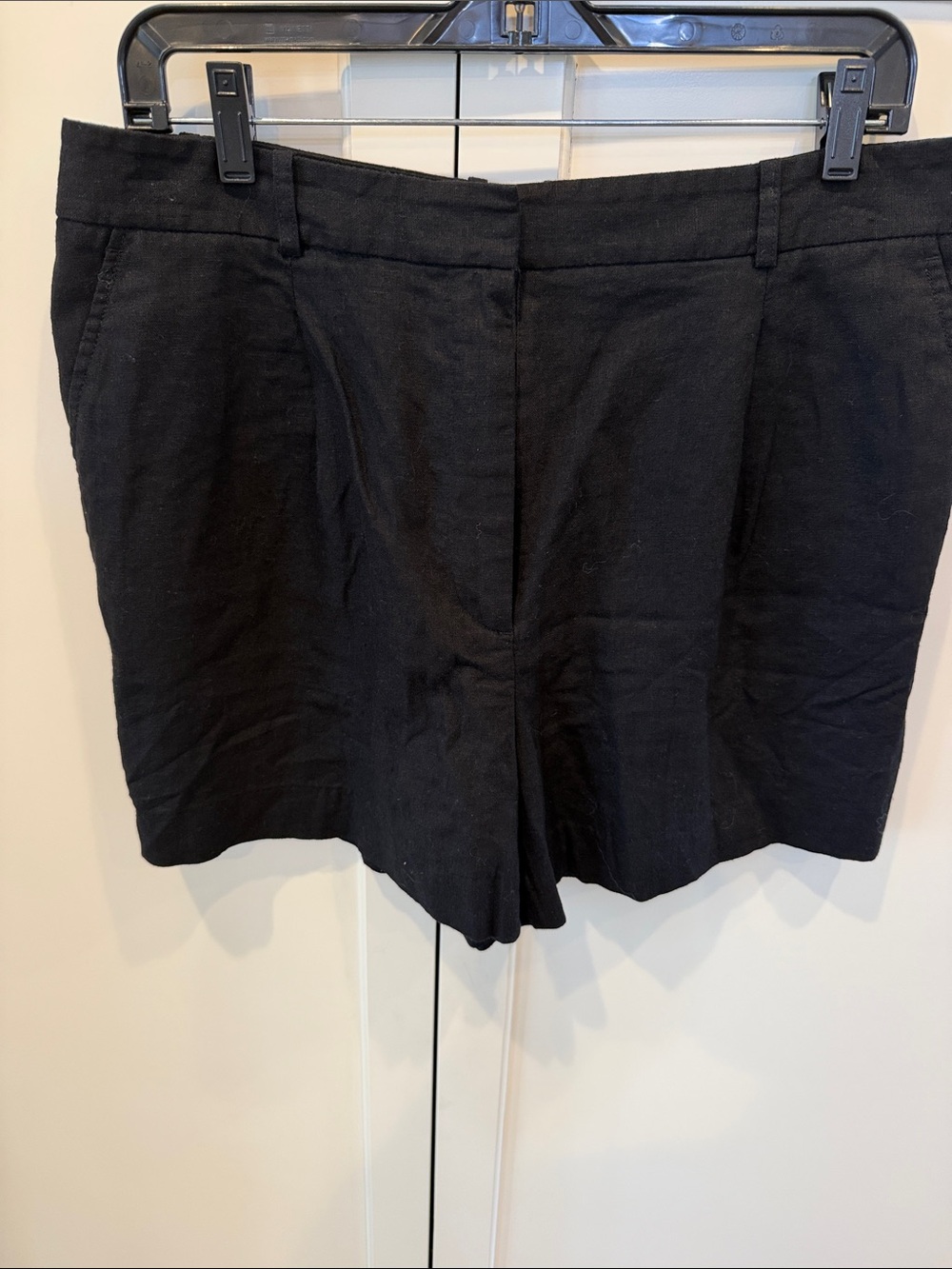 Zara Black Tailored Linen-Blend Bermuda Shorts